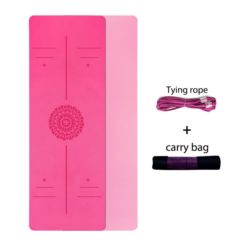 TPE Yoga Mat With Position Line 6mm Non-Slip Double Layer Sports Exercise Pad For Beginner Home Gym Fitness Gymnastics Pilates