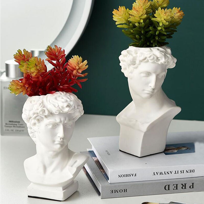 Resin Vase Home Decoration Flower Pot Makeup Brush Holder Sculpture Cosmetic Storage Box Pen Holder Statue Art Decoration