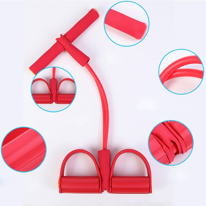 Resistance Bands 4 tube pedal fitness rope Latex Pedal Exerciser Sit-up Pull Rope Expander Elastic Bands Yoga equipment