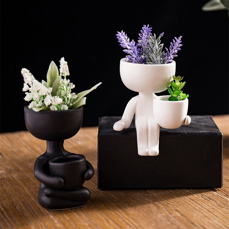 Character Portrait Flower Pot Succulents Plant Pot Mini Cute Abstract Flower Pot Home Desktop Vase Micro Landscape Decor