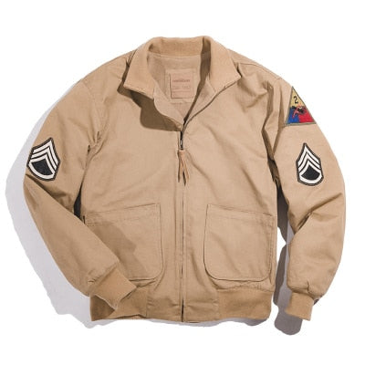 Maden M1942 Men’s Jackets Brown Military Flight Bomber Tank Coat Vintage Pilot Aviator Monocycle Jacket Collar Men Clothing
