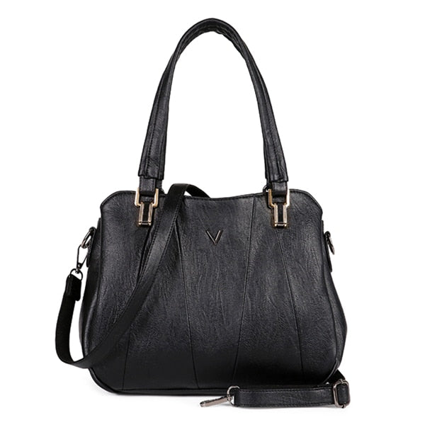 2022 Retro Women Leather Handbags Three-layer Pocket Female Messenger Bags Women Luxury Shoulder Bag Fashion Casual Ladies Tote