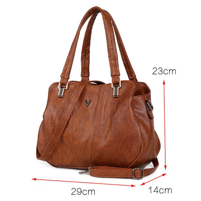 2022 Retro Women Leather Handbags Three-layer Pocket Female Messenger Bags Women Luxury Shoulder Bag Fashion Casual Ladies Tote
