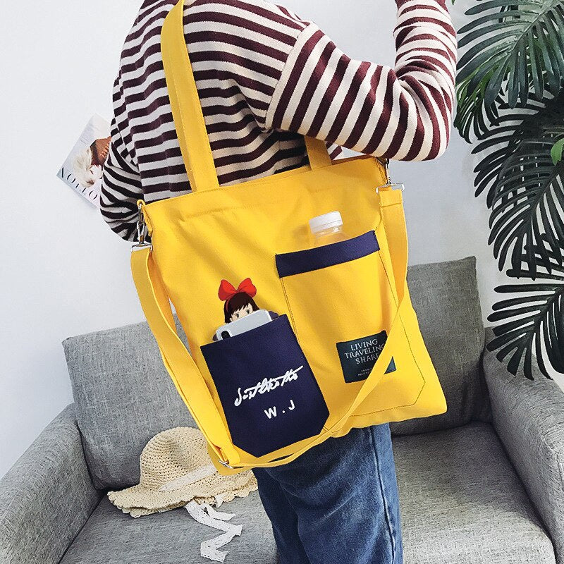 Anime Kiki&#39;s Delivery Service canvas shoulder bag Large Capacity Handbags Women Bags Lady Tote Shopping Crossbody Bags