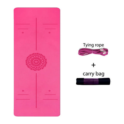 TPE Yoga Mat With Position Line 6mm Non-Slip Double Layer Sports Exercise Pad For Beginner Home Gym Fitness Gymnastics Pilates