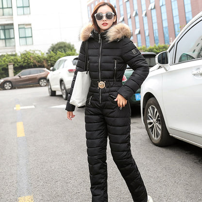 Winter Clothing Women's One Piece Ski Jumpsuit Breathable Snowboard Jacket Skiing Pant Sets Bodysuits Outdoor Snow Suits Women