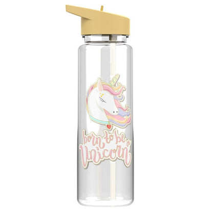 750ml/25oz 100%Tritan Sports Outdoor Straw Water Bottle With Flamingos&Unicorn Printing My Drink Juice Handle Straw Kettle