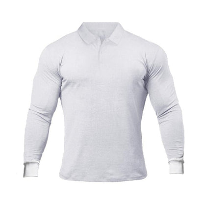 Brand Polo-Shirts Long Sleeve Male Cotton Solid Fitness Mens Slim Fit Fashion Autumn Breathable Polo Shirt