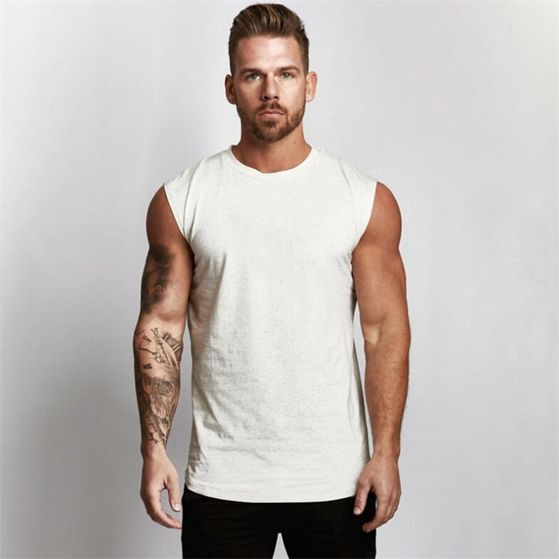 2021 Summer Newest Brand Mens Curved Hem Solid Color Gyms Stringers Vest Bodybuilding Clothing Fitness Man Tanks Tops