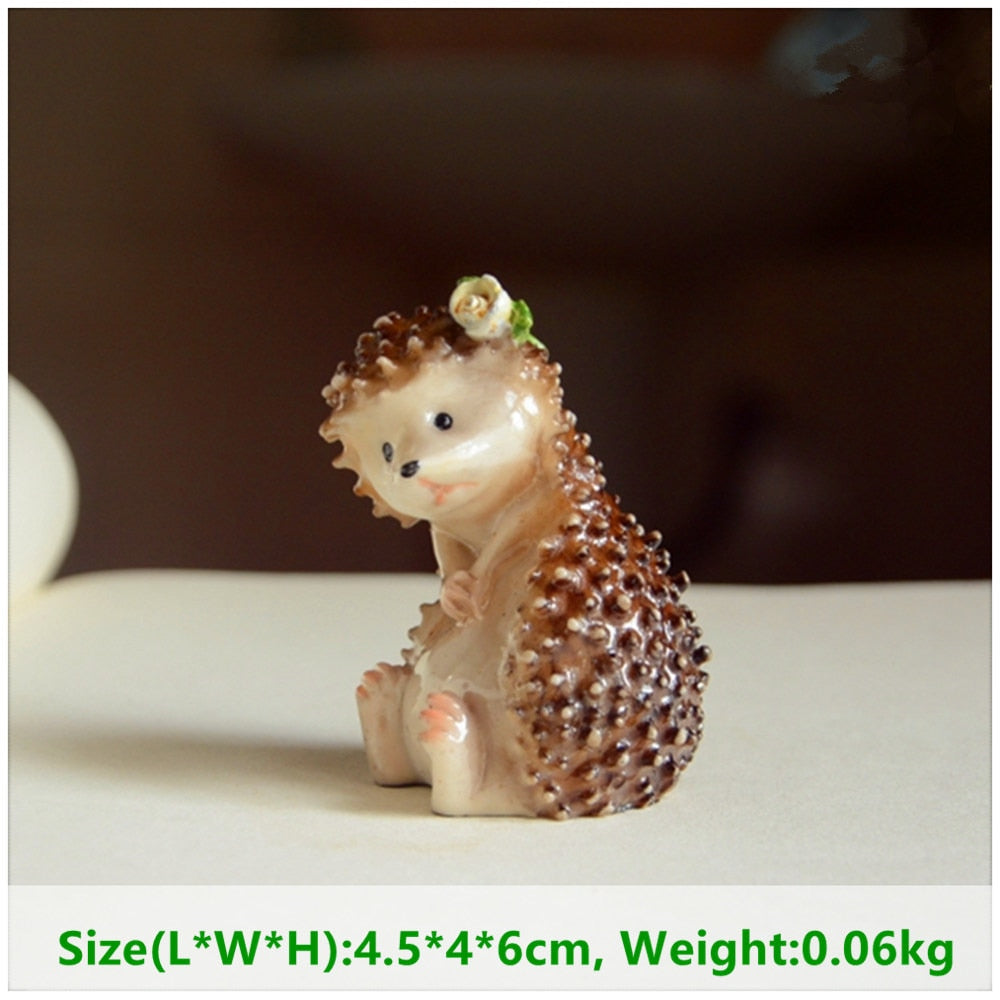 Creative Simulated Hedgehog Models Cute Animal Figurine Children Kids Toys Mini Fairy Garden Gnome Moss Decoration Home Decor