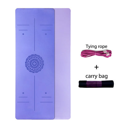 TPE Yoga Mat With Position Line 6mm Non-Slip Double Layer Sports Exercise Pad For Beginner Home Gym Fitness Gymnastics Pilates