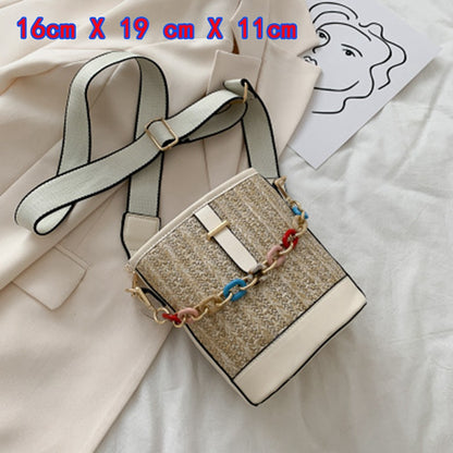 Small Straw Bucket Bags For Women 2020 Summer Crossbody Bags Lady Travel Purses and Handbags Female Shoulder Messenger Bag