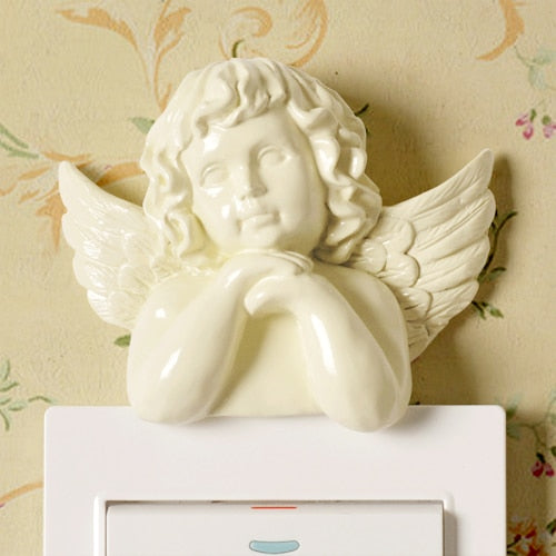 Resin Angel Figurine Wall Decor Socket Switch Sticker Home Decoration Hanging Craft Home Switch Wall Light Socket Stickers