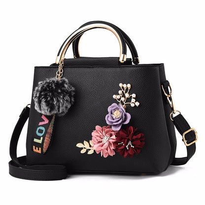 Fashion Flowers Designer Pu Leather Crossbody Bags for Women Vintage Small Shoulder Handbags Female Casual Top-Handle