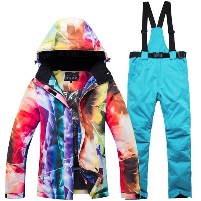New Thick Warm Womens Ski Suit Waterproof Windproof Skiing and Snowboarding Jacket Pants Set Female Snow Costumes Outdoor Wear