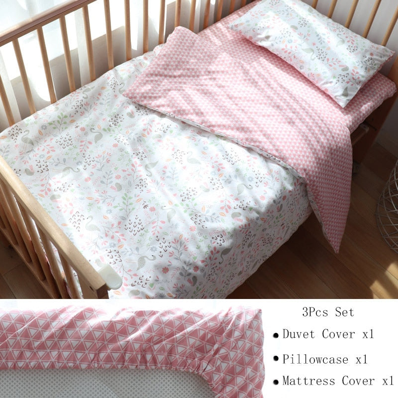 Baby Bedding Set For Newborns Soft Cotton Crib Bedding Set With Bumper For Girl Bed Linen For Kid Baby Nursery Decor Custom Made