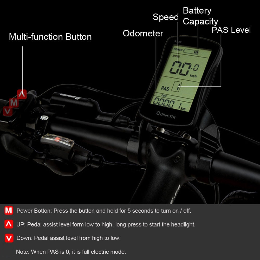 T750Plus Snow Bike 1000W Folding Electric Sand Bike, 48V High Performance Li-ion Battery,5 Level Pedal Assist Sensor Fat Bike