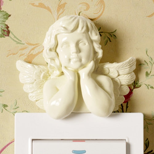 Resin Angel Figurine Wall Decor Socket Switch Sticker Home Decoration Hanging Craft Home Switch Wall Light Socket Stickers