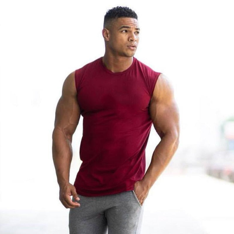 2021 Summer Newest Brand Mens Curved Hem Solid Color Gyms Stringers Vest Bodybuilding Clothing Fitness Man Tanks Tops
