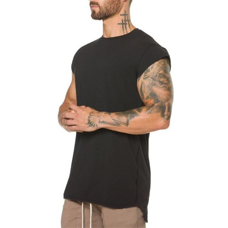Brand clothing fitness t shirt men fashion extend long tshirt summer gym short sleeve t-shirt cotton bodybuilding Slim fit tops