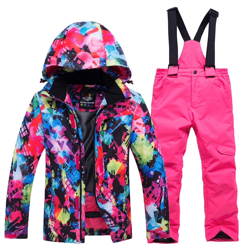 Thermal Kids Ski Suit Boys Girls Ski Jacket Pants Set Windproof Waterproof Snowboarding Jacket Winter Children Skiing Suits Snow