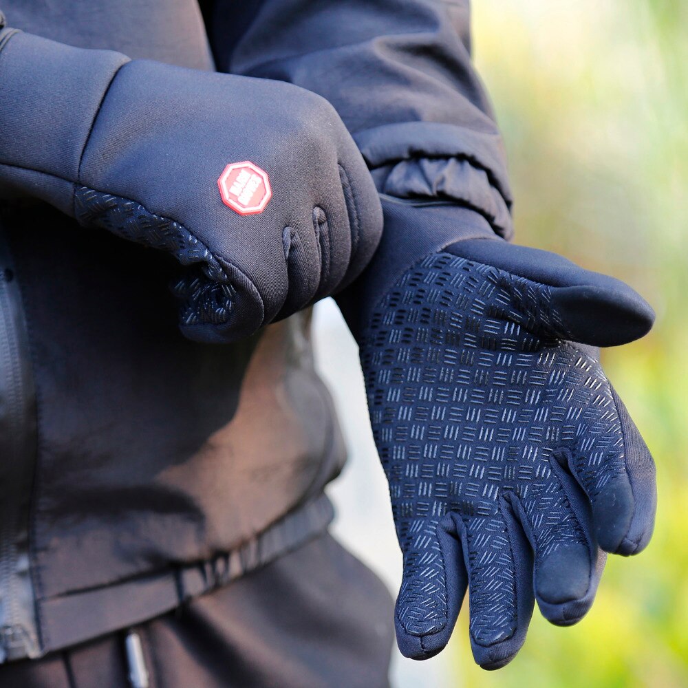 Winter Warm Men Cycling Gloves Thicken Velvet Outdoor Sports Fleece Bike Gloves guantes ciclismo Touchscreen Men's luva bike