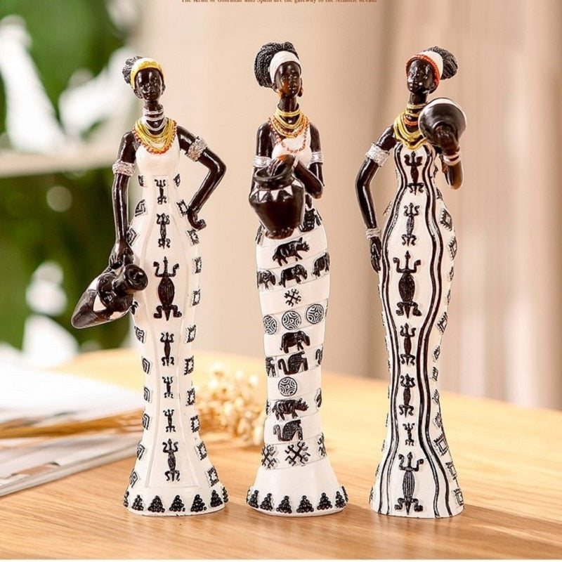 resin folk art love 3 African girls home decor resin figurine folk art Home decoration love Africa figurine