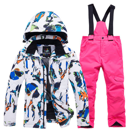 Thermal Kids Ski Suit Boys Girls Ski Jacket Pants Set Windproof Waterproof Snowboarding Jacket Winter Children Skiing Suits Snow