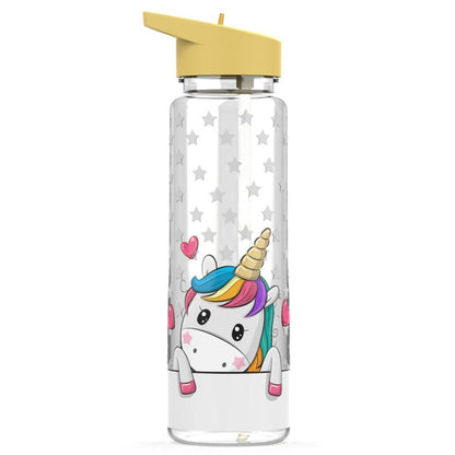 750ml/25oz 100%Tritan Sports Outdoor Straw Water Bottle With Flamingos&Unicorn Printing My Drink Juice Handle Straw Kettle