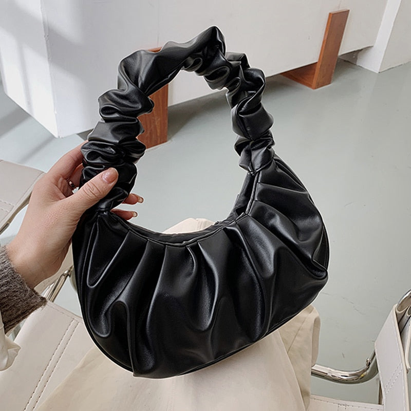 2021 Summer Pleated Handlebags For Women PU Cloud Bags Leisure Armpit Bag Shopping Shoulder Bags Dumpling Handbag Female