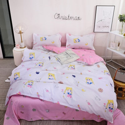 3/4pcs Bedding Set Pink Strawberry Fashion Bed Sheets Queen Size Luxury Bedding Set bed Sheet Sets Duvet Cover Set King Size