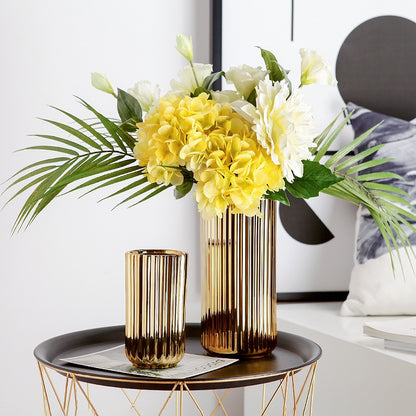 Flower Vases Ceramic Gold Plating Ceramic Vase flower pot Gold Home Decoration Accessories Tools modern home decor vase