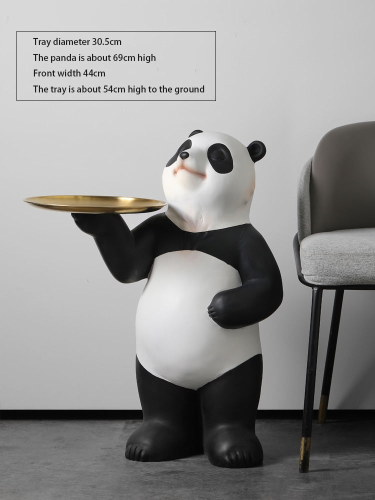 Figurines For Interior Hand Painted Panda Decoration Home Decoration Accessories For Living Room Statues And Sculptures Tray