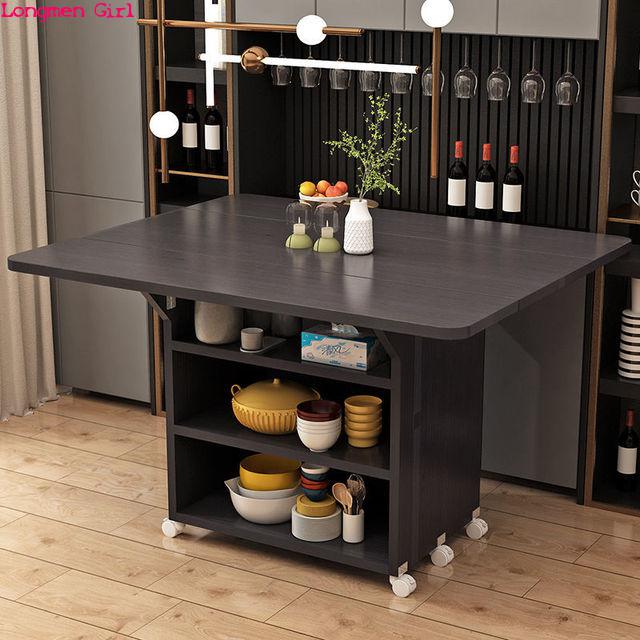 Multifunctional Folding Table Modern Luxury Removable Storage Breakfast Table Living Room Kitchen Furniture Folding Dining Table