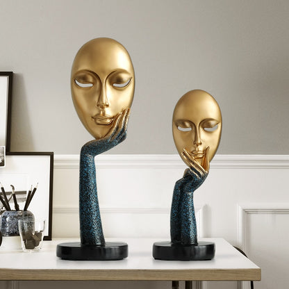 Funny Face Statues for Decorative Figurines Home Decoration Ornamental Accessori Sculpture Modern Resin Art table top home decor