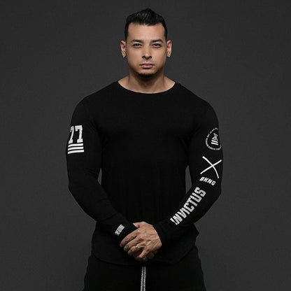 New T-shirt Long Sleeve Autumn Gyms Brand Clothing Cotton Joggres Bodybuilding Exercise Shirt 2XL