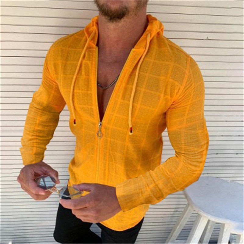 2022 hot sale Fashion Long/Short sleeved Hoodie Zipper T shirt Men clothing Summer Solid color Casual Plaid print Open Stitch Th