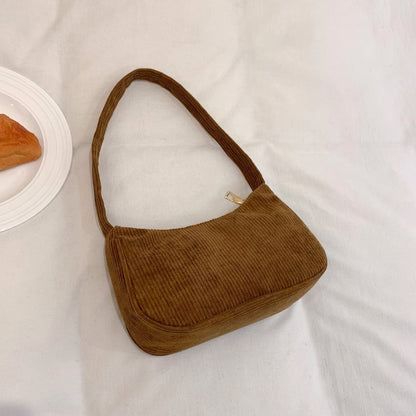 2023 Fashion Vintage Women's Handbags Corduroy Underarm Bag Casual Women Shoulder Bags Solid Color Zipper Female Handbag Clutch