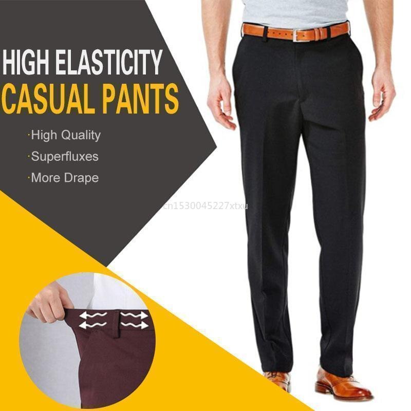 Stretch Suit Pants for Men Classic Business Casual Trousers High Waist Fashion Pant 2023 Spring Summer Collection Mens Clothing
