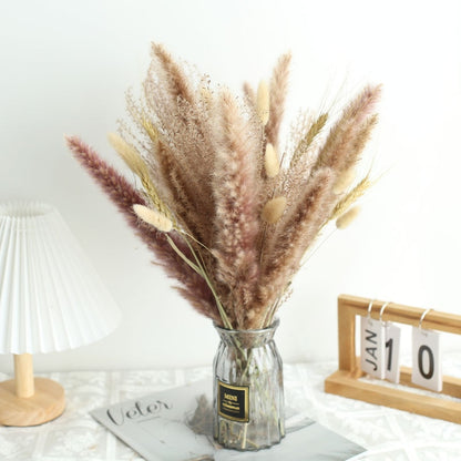 80PCS Natural Dried Pampa Grass Bouquet,Boho Home Decor Bouquet, Phragmites Dried Flowers,Bouquet for Wedding Ramadan Decoration