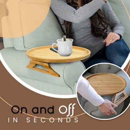 Sofa Armrest Clip-on Tra Portable Table Side Tables  Bamboo for Remote Drinks Phone  Home Clip-on Tray Sofa Table Free Ship