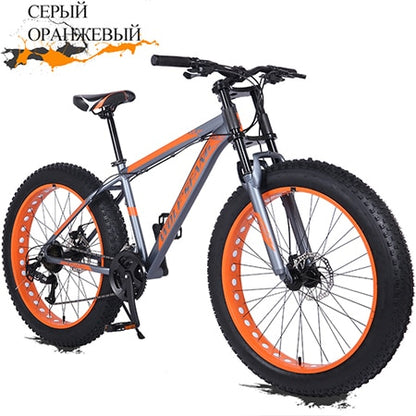 Wolf's Fang Bicycle 26*4.0 Inch 24 Speed Fat Bikes Aluminum Alloy Frame Snow Wide Tire Double Front Ffork Men Women Cycling