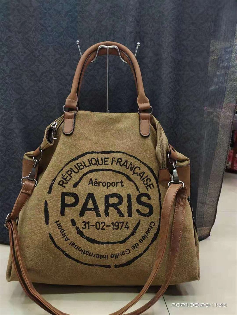 Top Quality Multifunctional Canvas Bags Printed Letters Travel Bags Vintage Style Shoulder Bags Handbags Tote Drop Shipping