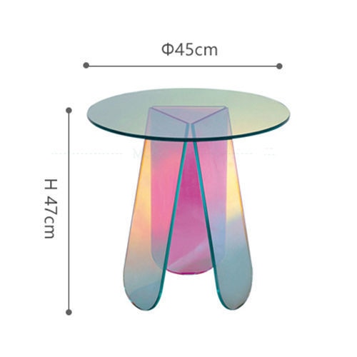 120cm Coffee Tables Acrylic Side Table Gradien Round Colorful Makeup Rainbow Clear Acrylic Iridescent Art Home Decor Furniture