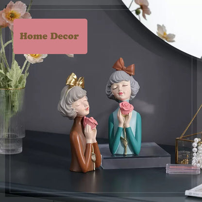 Home Decoration,Sculpture,3D Pretty Girl,Flowers Vase,Table Decor,Statue,Modern,Nordic,Living Room,Decorative Figurine Miniature