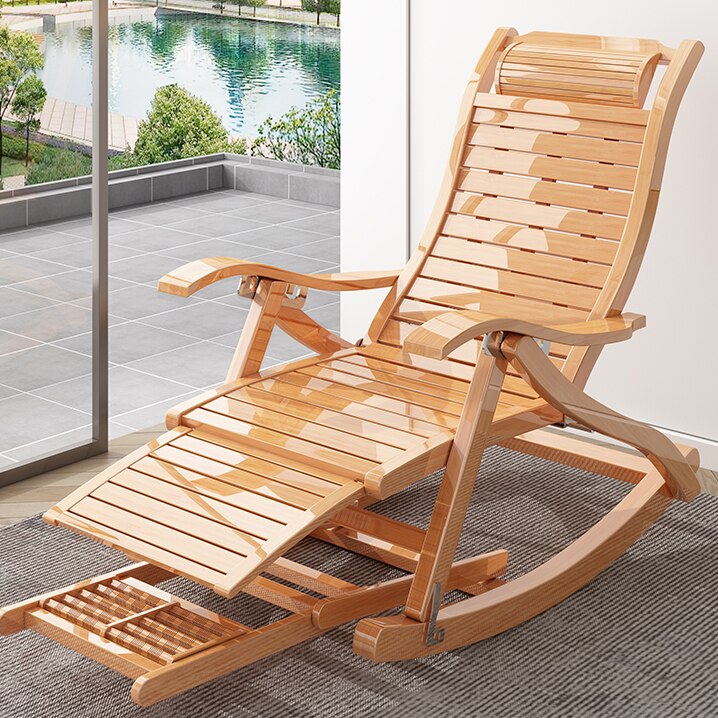Folding Rocking Chair Reclining Chair Bamboo Reclining Chair Balcony Home Leisure Leisure Sleeping Chair Lazy Sofa Rattan Chair