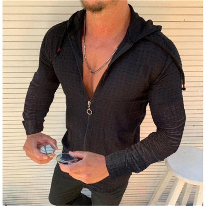 2022 hot sale Fashion Long/Short sleeved Hoodie Zipper T shirt Men clothing Summer Solid color Casual Plaid print Open Stitch Th