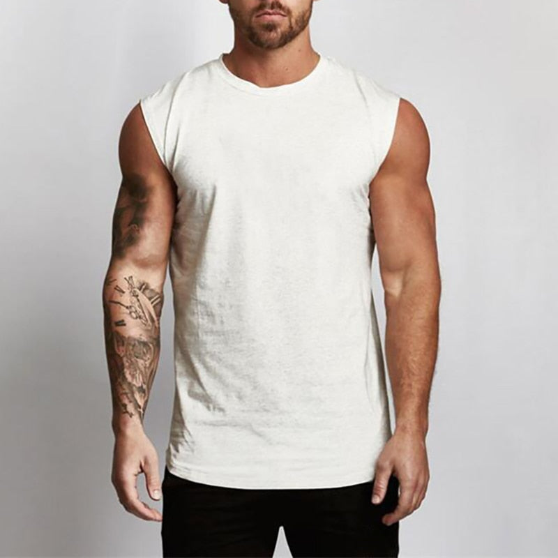 Cotton Gym Clothing Mens Workout Sleeveless Shirt Bodybuilding Tank Top Fitness Sportswear Mens Vests Muscle Singlets Tanktop