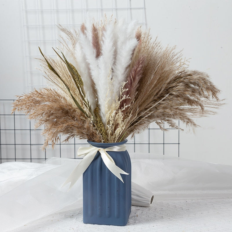 80PCS Natural Dried Pampa Grass Bouquet,Boho Home Decor Bouquet, Phragmites Dried Flowers,Bouquet for Wedding Ramadan Decoration