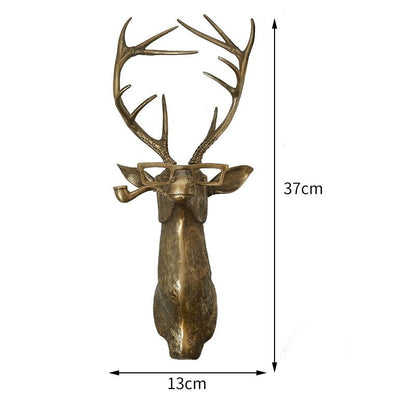 Antlers Rabbit Head Statue Home Decoration 3D Abstract Sculpture Wall Hang Decor Animal Statues Living Room Mural Art Craft